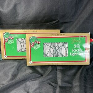 2-‎ Fancy VINTAGE Flashing ICICLE CHRISTMAS  LIGHT  STRING OF 20 -TESTED WORKING